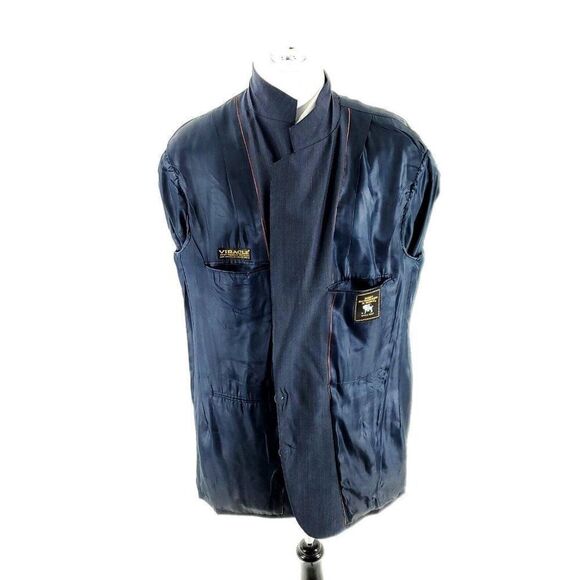 DAMAGED Hart Schaffner Marx Wool 2 Button‎ Blazer 44R Blue Portly Viracle - Picture 10 of 11